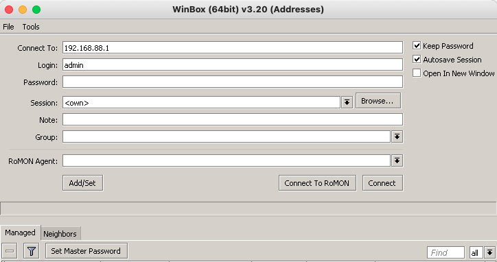 Acceso al router por Winbox mikroTik