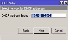 DHCP MikroTIk Setup Dirección de red