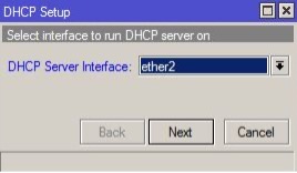 DHCP MikroTik 1. Interface a la que va a ser asignado el servidor DHCP