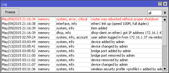 MikroTik log del sistema