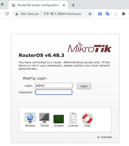WebFig acceso por browser a un router mikrotik