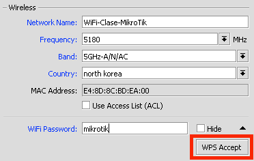 Wireless MikroTik opcion WPS