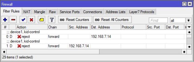 Kid Control MikroTik Firewall