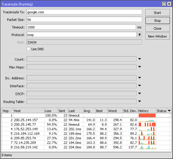 MikroTik heramienta troubleshooting traceroute