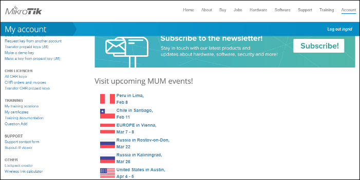 MikroTik website login cuenta usuario