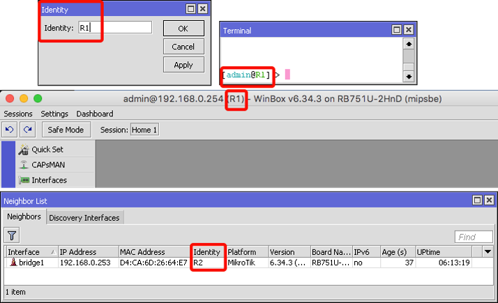 Wimbox System Identity - identidad del router en MikroTik