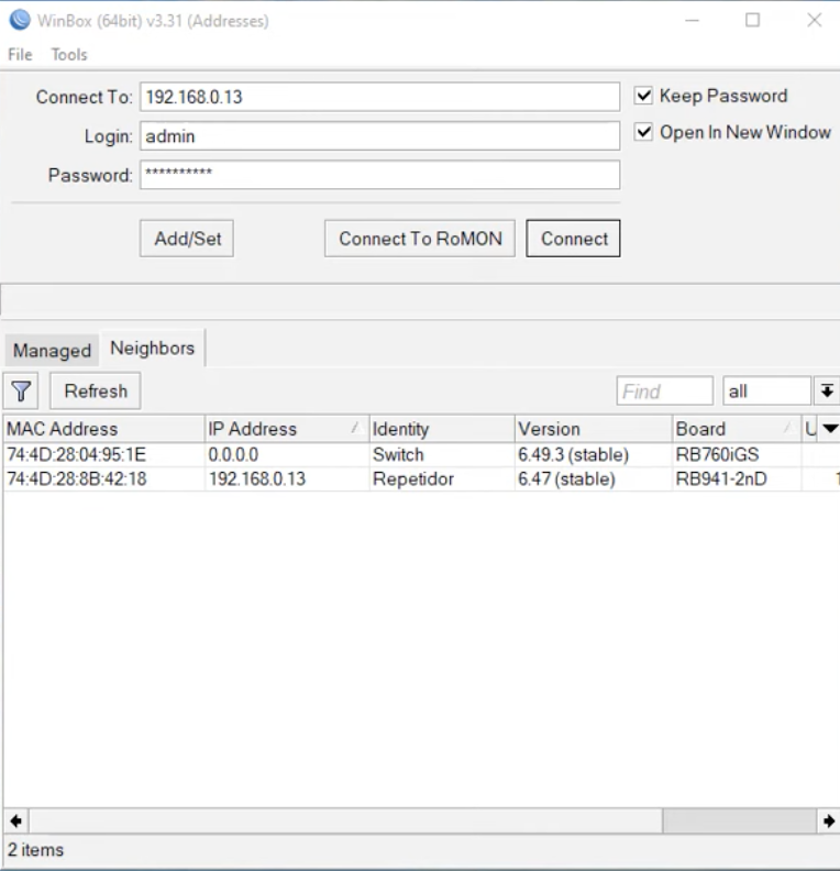 No puedo acceder a mi router MikroTik con IP por medio del Winbox. Cual puede ser el problema
