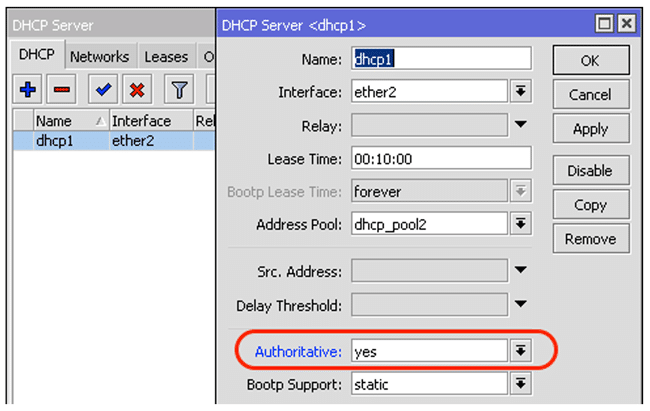 DHCP autoritativo MikroTik RouterOS