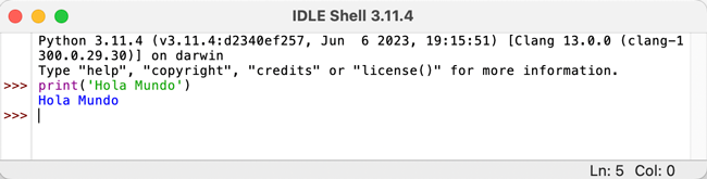 IDLE Shell Hola Mundo