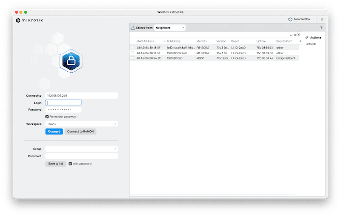 Nuevo WinBox 4 (beta 9) para Windows, macOS y Lin