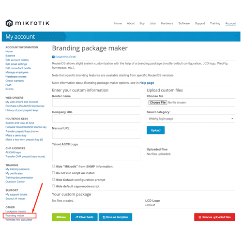 Cómo modificar el diseño de marca (branding) en MikroTik RouterOS