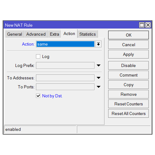 Cuándo utilizar action=SAME en una configuración de NAT en MikroTik
