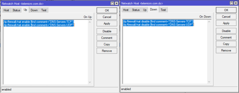 Supervisión avanzada con Netwatch DNS en MikroTik RouterOS
