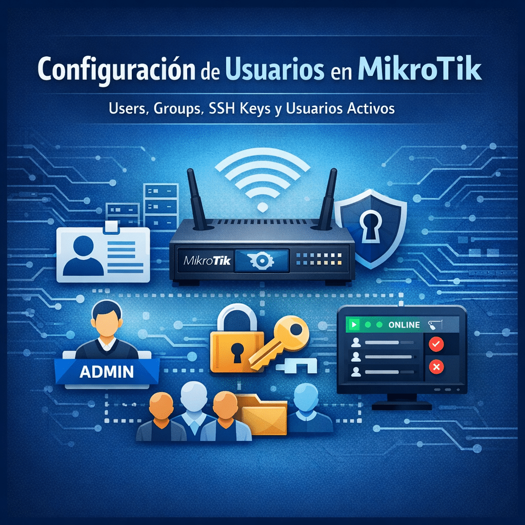Configuracion de Usuarios en MikroTik (Users, Groups, SSH Keys y Active Users)