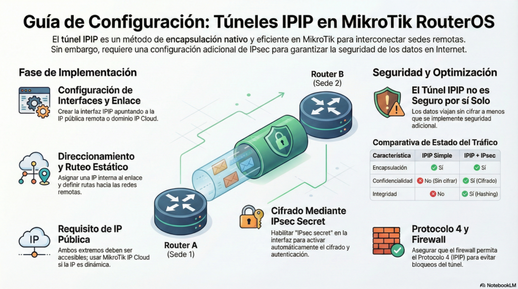 Configuracion de tuneles IPIP con MikroTik RouterOS: guía paso a paso y mejores practicas
