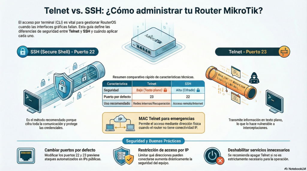Acceso mediante Telnet y SSH a un Router MikroTik