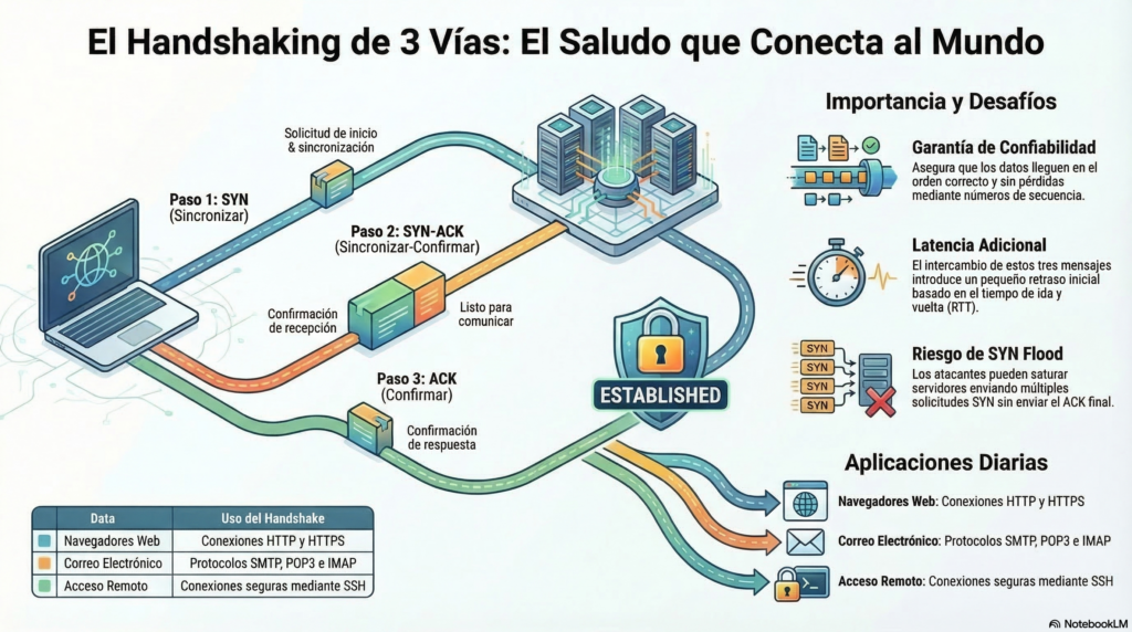 Handshaking de 3 vias (Three Way Handshake): que es, como funciona y por que es clave en TCP