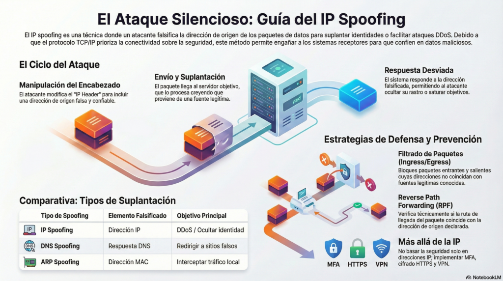 ¿Que son los ataques de falsificacion de IP y como funcionan?