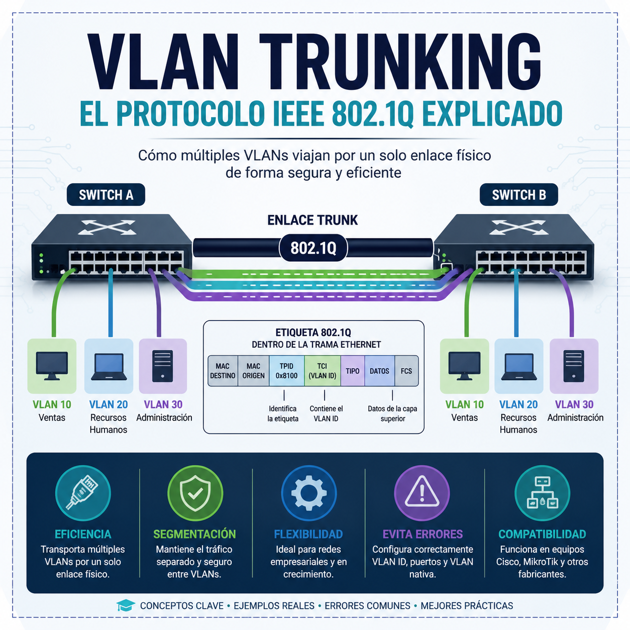 VLAN Trunking: El protocolo IEEE 802.1Q explicado facil y con ejemplos reales