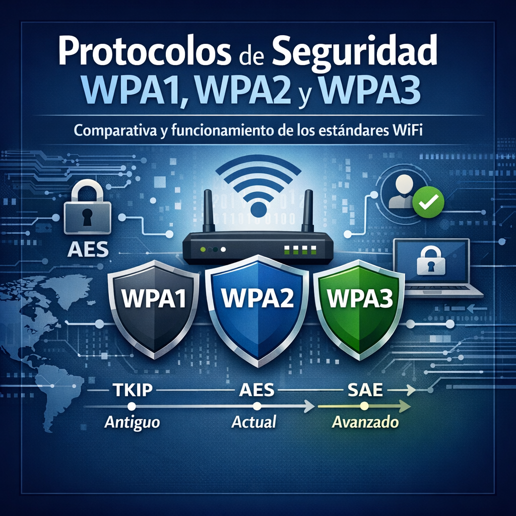 ¿Como funcionan los protocolos de seguridad WPA1, WPA2 y WPA3?
