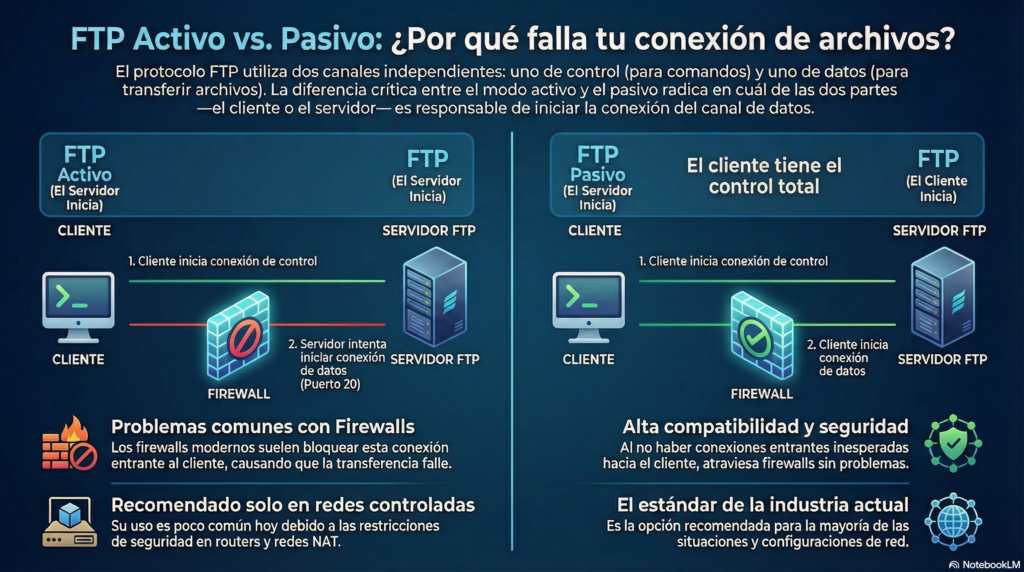 Que es y como funcionan el FTP Activo y el FTP Pasivo