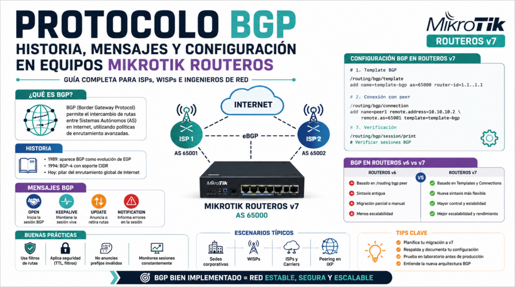 Protocolo BGP: Historia, mensajes y configuracion en equipos MikroTik RouterOS
