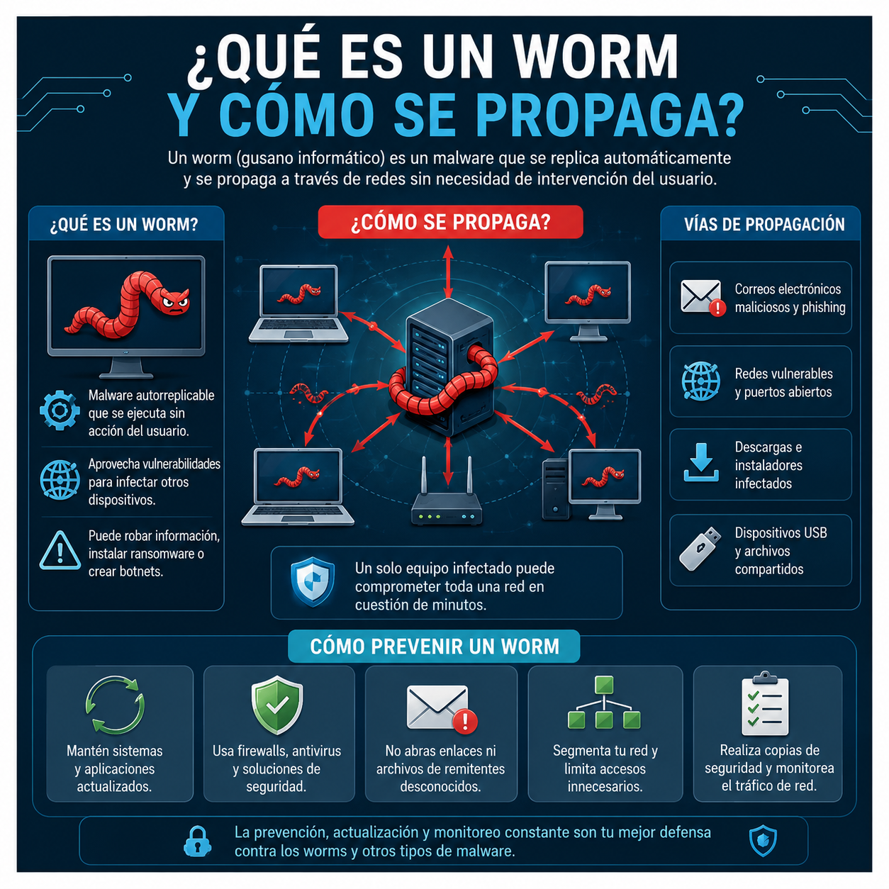 Que es un Worm y Como se Propaga en una Red Informatica