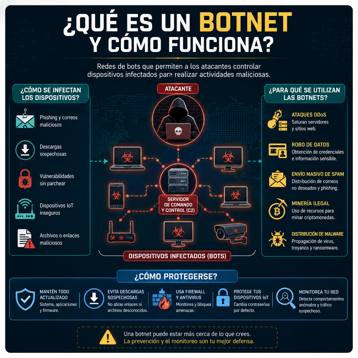 Que es un Botnet y Como Funciona una Red de Bots en Ciberseguridad
