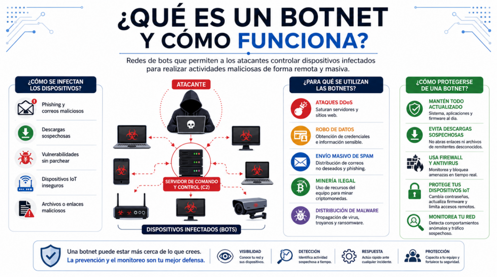 Que es un Botnet y Como Funciona una Red de Bots en Ciberseguridad
