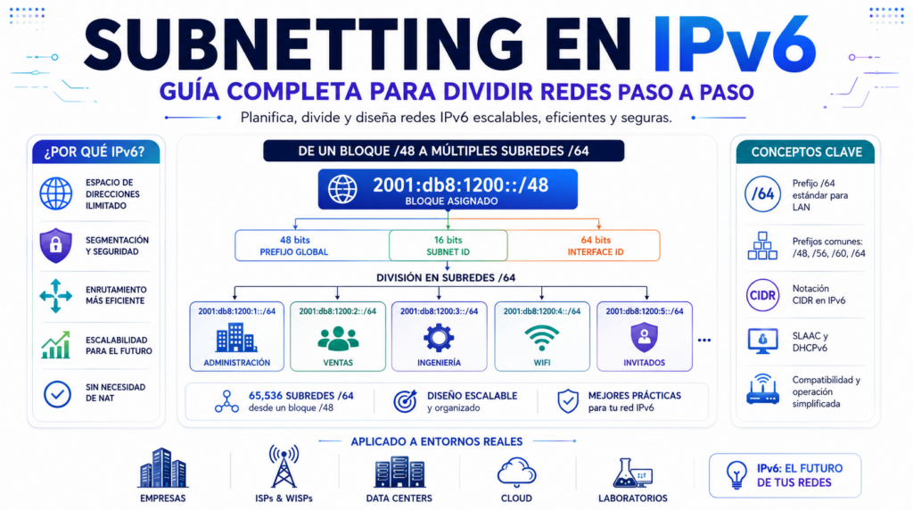 Subnetting en IPv6: guia completa para dividir redes paso a paso