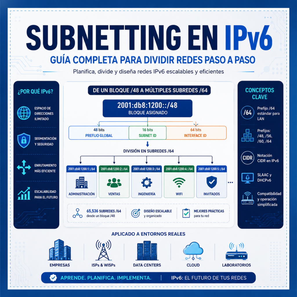 Subnetting en IPv6: guia completa para dividir redes paso a paso