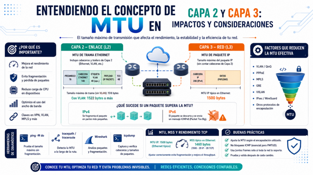 Entendiendo el Concepto de MTU en Capa 2 y Capa 3: Impactos y Consideraciones