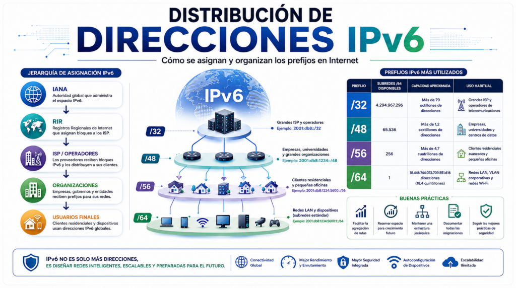 Distribucion de Direcciones IPv6: Como se Asignan y Organizan los Prefijos en Internet