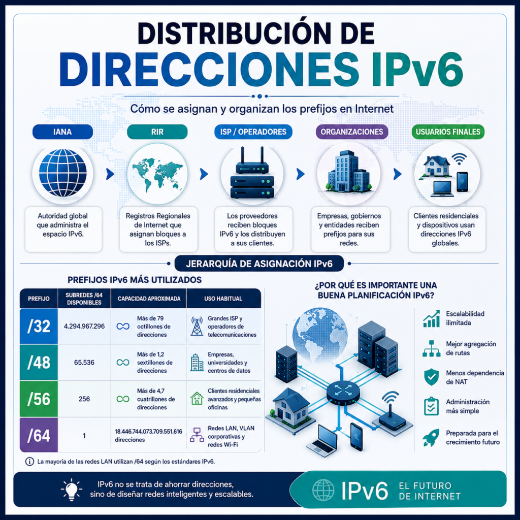 Distribucion de Direcciones IPv6: Como se Asignan y Organizan los Prefijos en Internet