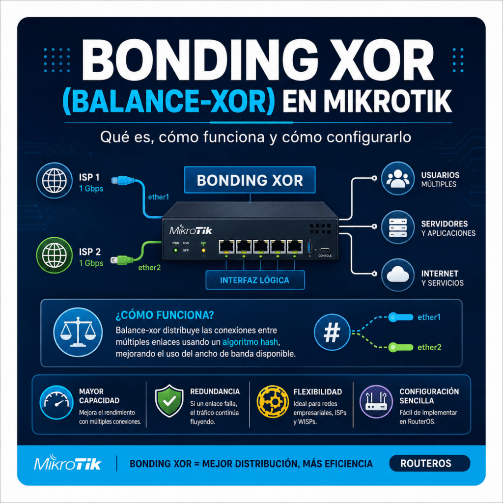 Bonding XOR (balance-xor) en MikroTik: que es, como funciona y como configurarlo