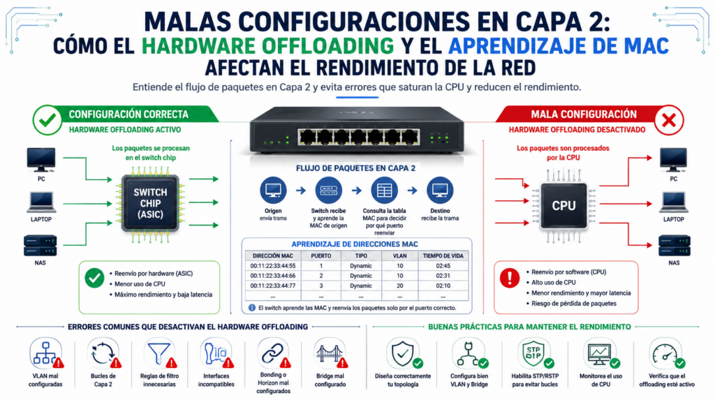 Malas configuraciones en Capa 2: como el Hardware Offloading y el aprendizaje de MAC afectan el rendimiento de la red